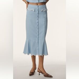 Maeve Fit & Flare Scallop Midi Skirt
